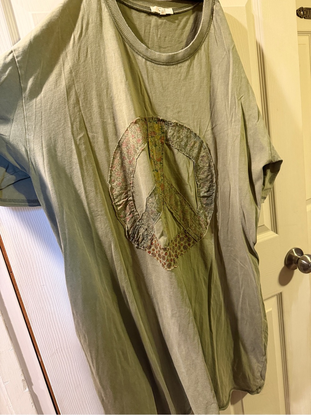 Easel Olive Boho Peace sign T-shirt Dress